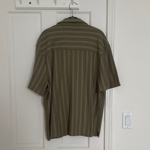 Madewell Stylish Olive Striped Men's Shirt- Large - Picture 4 of 6